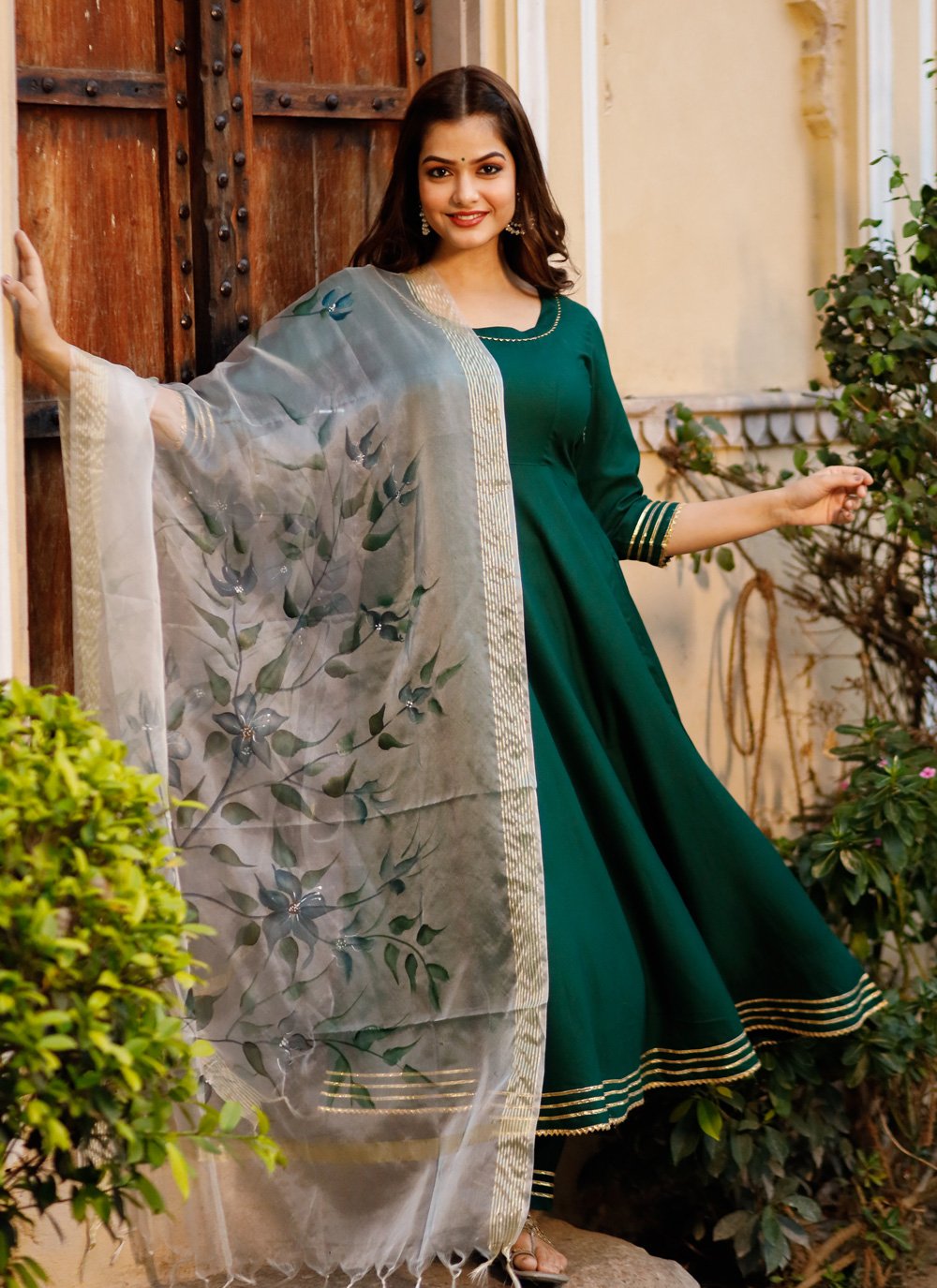 Pant Style Suit Rayon Green Lace Salwar Kameez