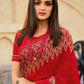 Classic Rangoli Red Lace Saree