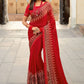 Classic Rangoli Red Lace Saree