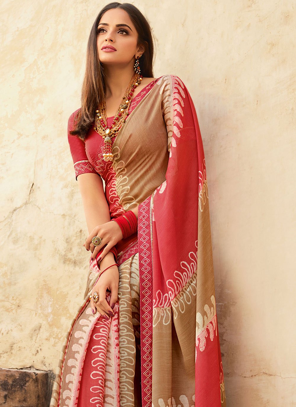 Contemporary Georgette Multi Colour Lace Saree