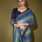 Classic Georgette Blue Foil Print Saree