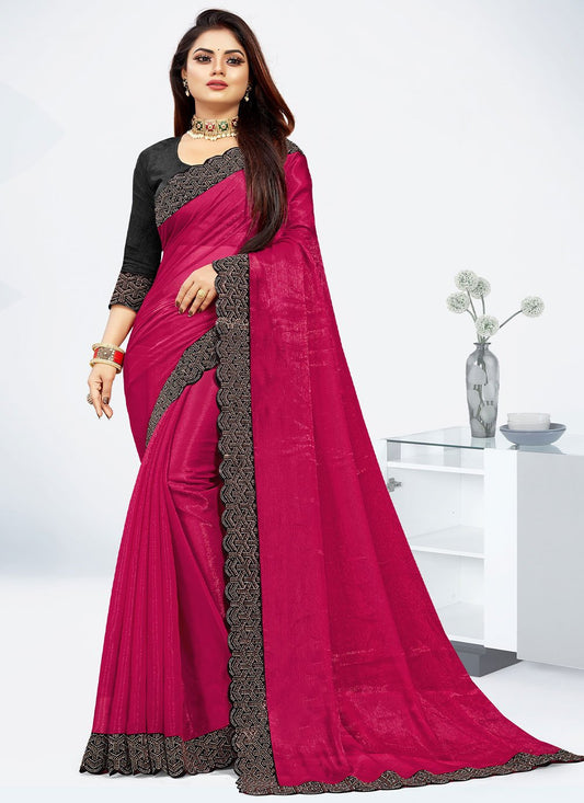 Contemporary Georgette Rani Lace Saree