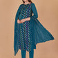 Salwar Suit Jacquard Organza Teal Lace Salwar Kameez