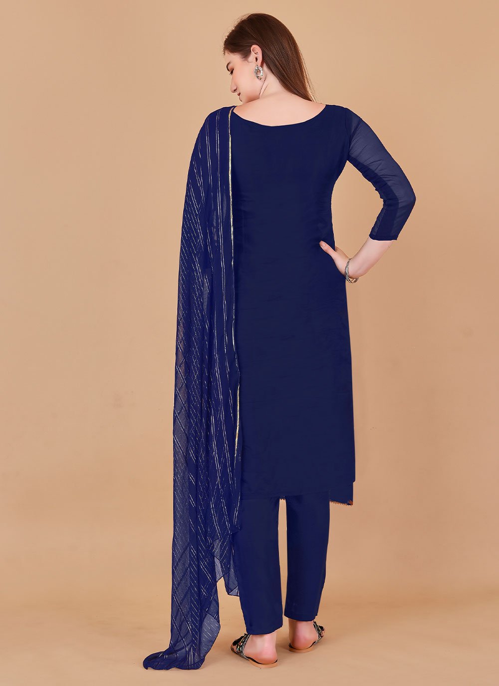 Trendy Suit Jacquard Organza Blue Lace Salwar Kameez