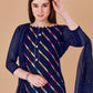 Trendy Suit Jacquard Organza Blue Lace Salwar Kameez