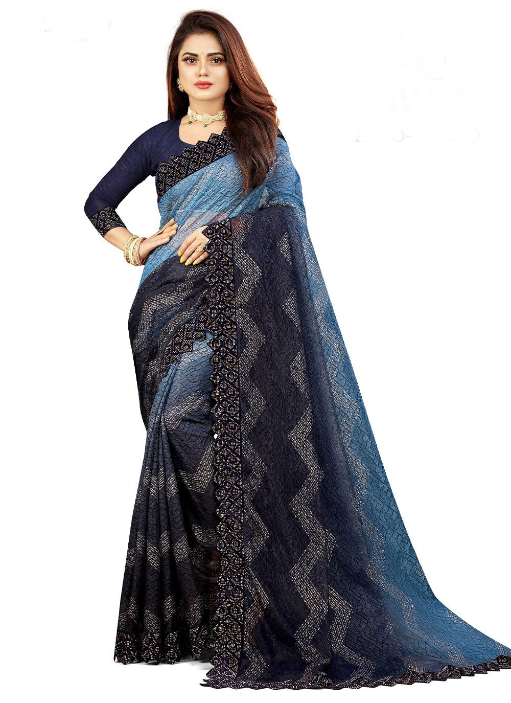 Trendy Saree Net Morpeach Lace Saree