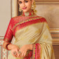 Designer Fancy Fabric Cream Pink Embroidered Saree