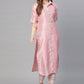 Casual Kurti Poly Silk Pink Lace Kurtis