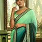 Trendy Saree Chinon Crush Rama Sea Green Embroidered Saree