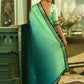 Trendy Saree Chinon Crush Rama Sea Green Embroidered Saree