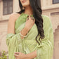 Classic Chiffon Sea Green Embroidered Saree