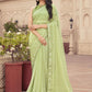 Classic Chiffon Sea Green Embroidered Saree