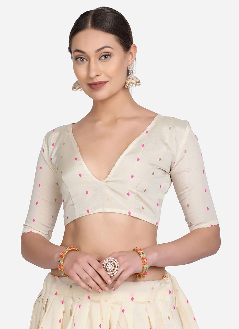 A Line Lehenga Tafeta Silk White Lace Lehenga Choli