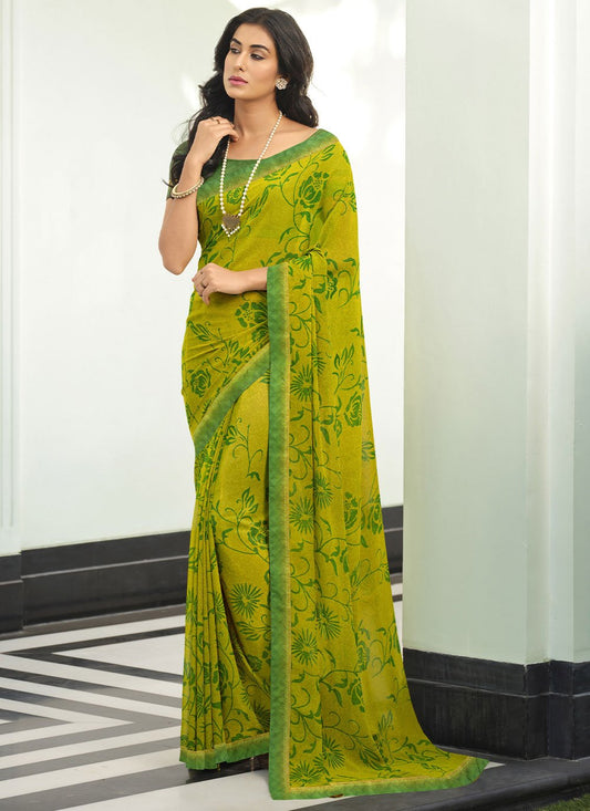 Traditional Saree Georgette Green Lace Saree
