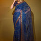 Trendy Saree Georgette Blue Foil Print Saree