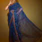 Trendy Saree Georgette Blue Foil Print Saree