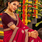 Trendy Saree Vichitra Silk Red Embroidered Saree