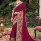 Trendy Saree Vichitra Silk Wine Embroidered Saree