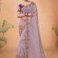 Contemporary Organza Lavender Embroidered Saree