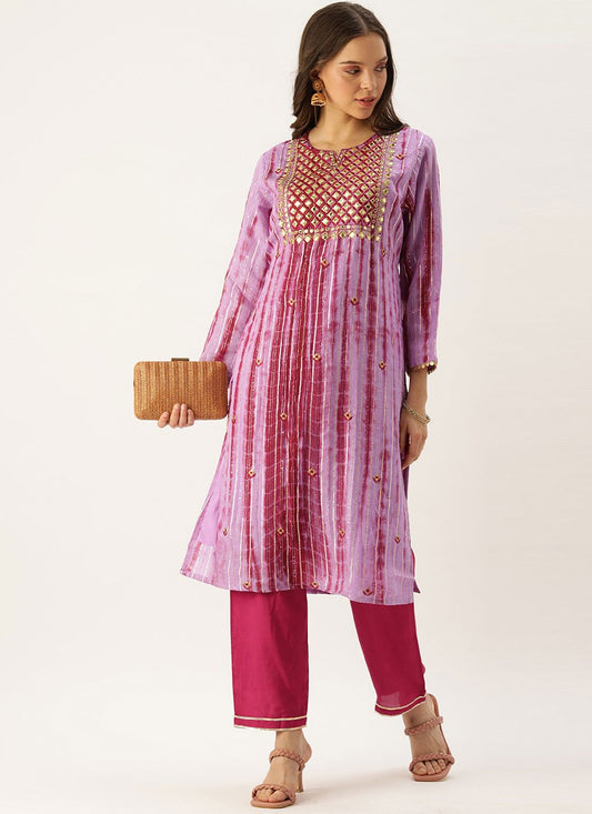 Casual Kurti Georgette Lavender Embroidered Kurtis