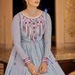 Designer Gown Georgette Lavender Embroidered Gown