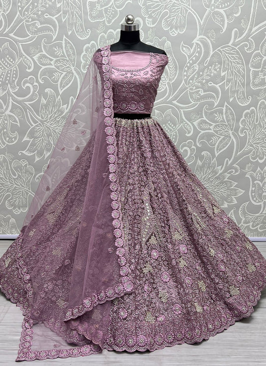 Lehenga Choli Net Lavender Diamond Lehenga Choli