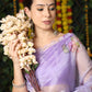 Contemporary Organza Silk Lavender Digital Print Saree