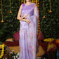 Contemporary Organza Silk Lavender Digital Print Saree