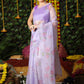Contemporary Organza Silk Lavender Digital Print Saree