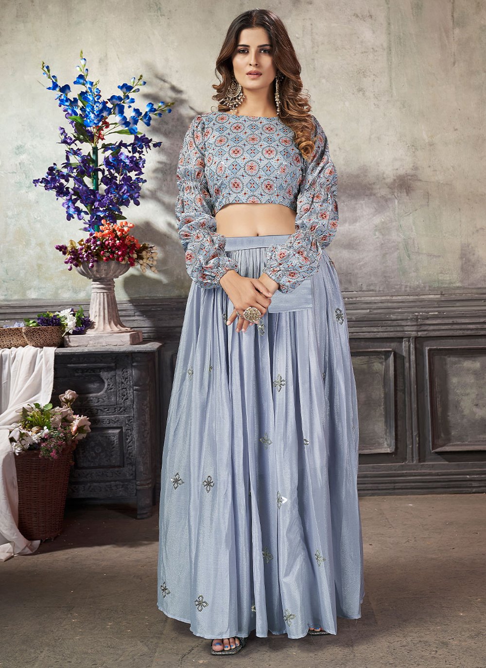 Lehenga Choli Art Silk Lavender Embroidered Lehenga Choli