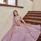 A Line Lehenga Art Silk Lavender Embroidered Lehenga Choli