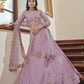 A Line Lehenga Art Silk Lavender Embroidered Lehenga Choli