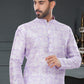 Kurta Pyjama Silk Lavender Digital Print Mens