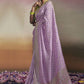 Classic Faux Georgette Lavender Embroidered Saree