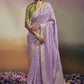 Classic Faux Georgette Lavender Embroidered Saree