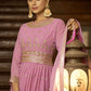 Trendy Suit Faux Georgette Lavender Embroidered Salwar Kameez