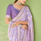Trendy Saree Georgette Jacquard Lavender Foil Print Saree