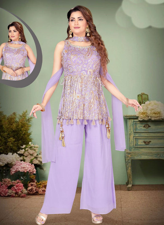 Salwar Suit Georgette Lavender Print Salwar Kameez