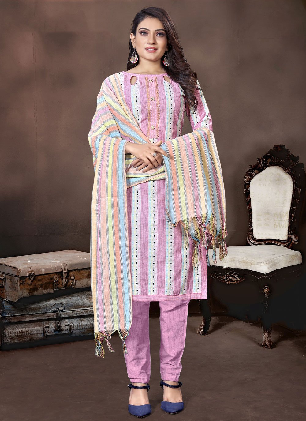 Salwar Suit Handloom Cotton Lavender Woven Salwar Kameez