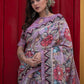 Contemporary Linen Lavender Print Saree