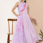 Gown Chiffon Faux Crepe Lavender Print Gown