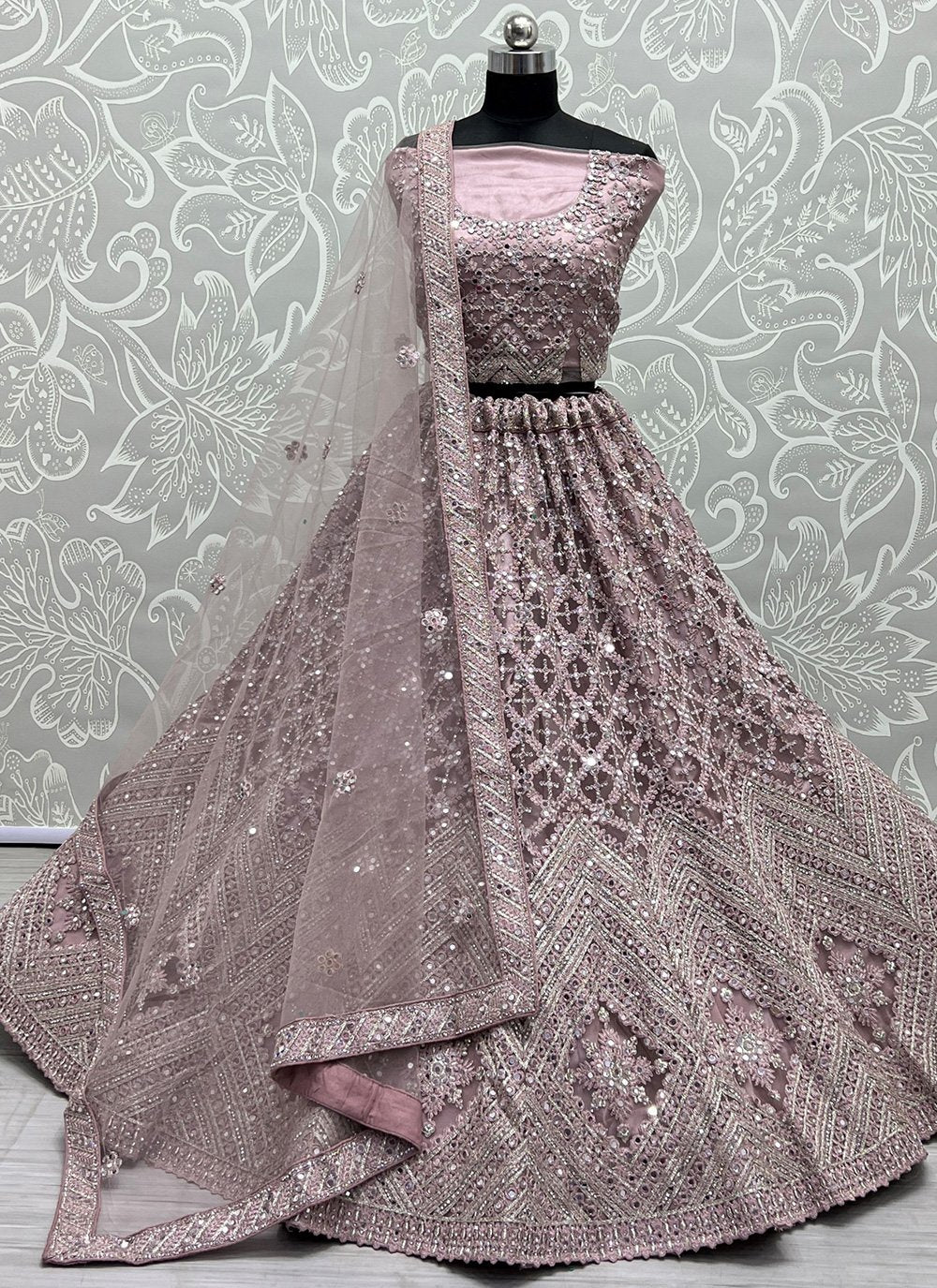 Lehenga Choli Net Lavender Diamond Lehenga Choli