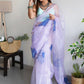 Classic Organza Lavender Cut Work Saree