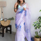 Classic Organza Lavender Cut Work Saree