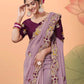Designer Organza Lavender Embroidered Saree