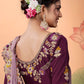 Designer Organza Lavender Embroidered Saree