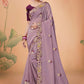 Designer Organza Lavender Embroidered Saree