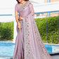 Contemporary Crepe Silk Lavender Embroidered Saree