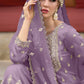 Palazzo Salwar Suit Silk Lavender Embroidered Salwar Kameez