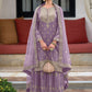 Palazzo Salwar Suit Silk Lavender Embroidered Salwar Kameez